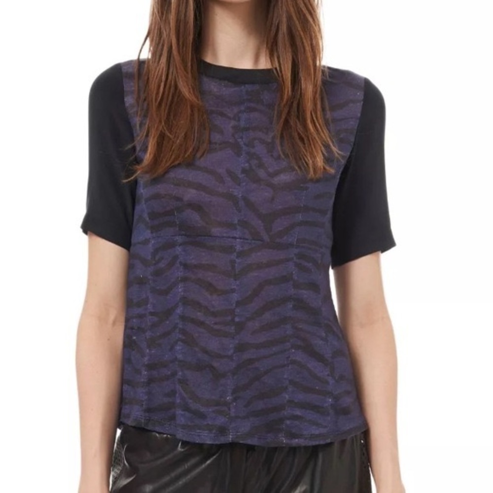 Rebecca Taylor Tiger Midnight Jersey Top Size 0